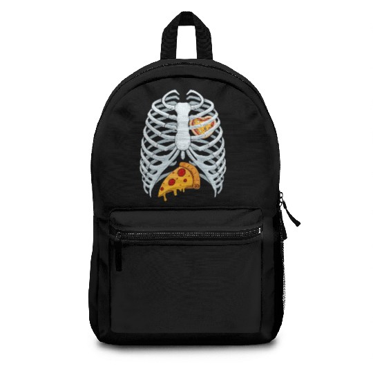 Funny PIzza Skeleton Rib Cage Halloween Costume Backpacks