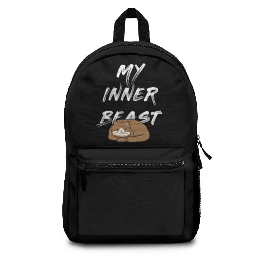 My Inner Beast text white Backpacks