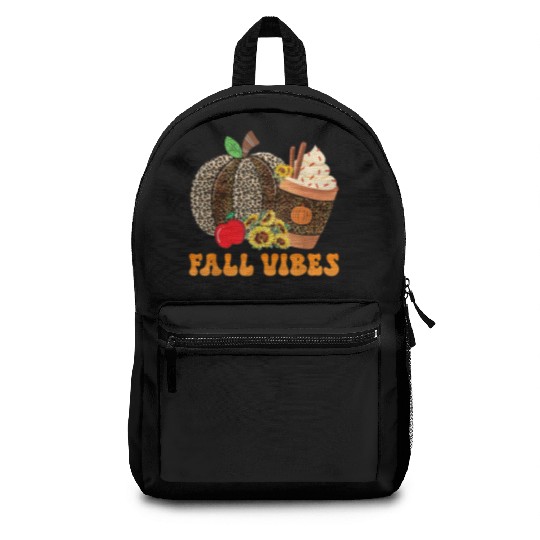 Groovy Fall Vibes Teacher Life Pumpkin Backpacks