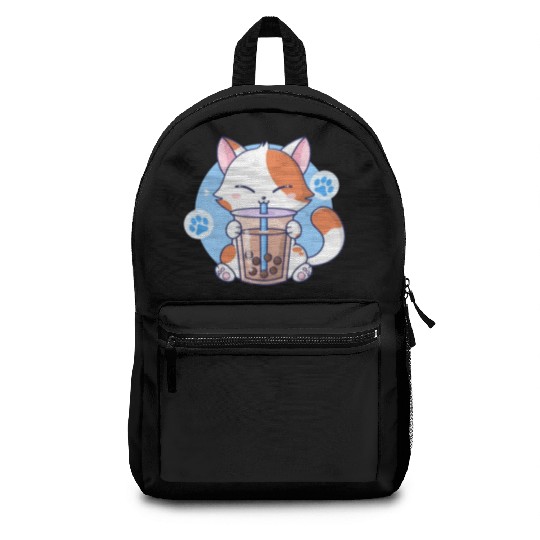 Cat Boba Tea Bubble Tea Kawaii Anime Japanese Neko Backpacks
