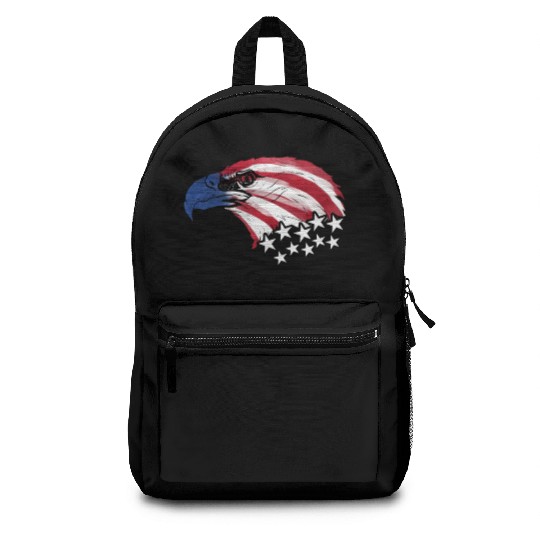 Bald Eagle US Flag Colors Patriotic 4th Of July Backpacks
