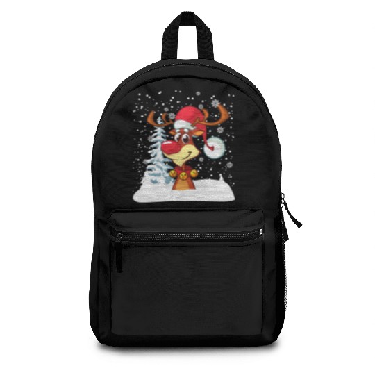 Funny Reindeer Red Nose Santa Snowflake Backpacks