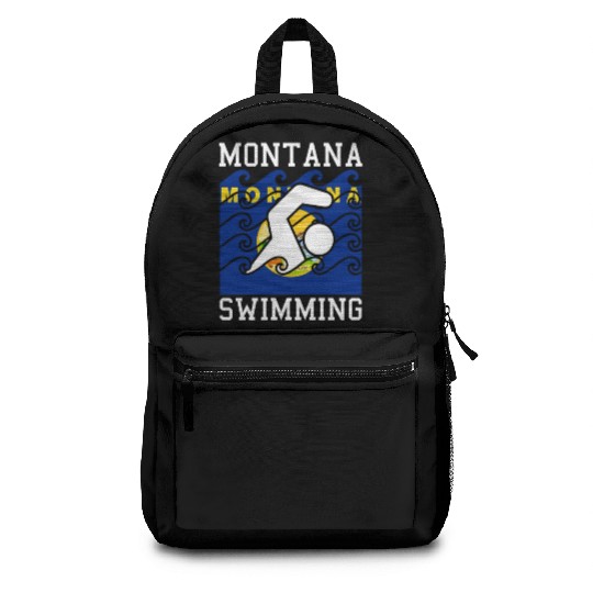 Montana Flag Swimming Team Swim Swimmer US State Backpacks