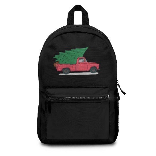 Red Merry Christmas Vintage Red Santa Truck*T Backpacks