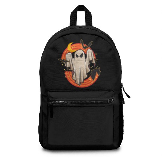 Halloween Theme Cute Ghost Bat Rainbow Coffee Backpacks