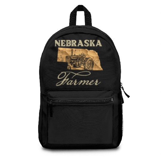 Nebraska Farmer Tractor Lover State Map Farming Lo Backpacks