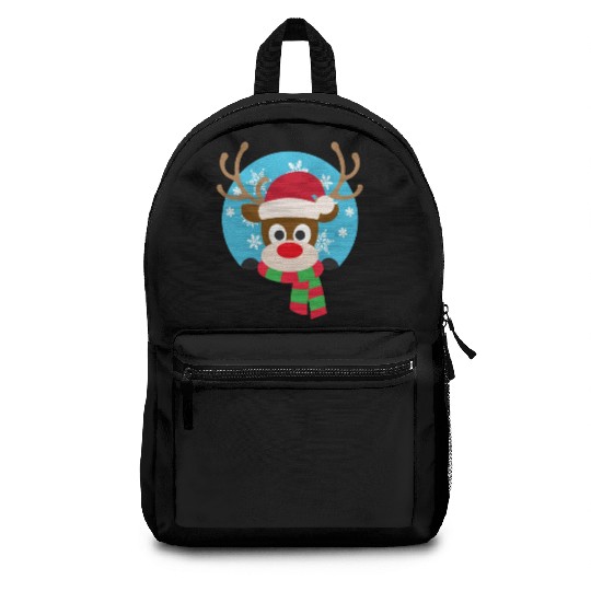 Cute Rudolph Red-Nosed Reindeer Christmas Design Backpacks