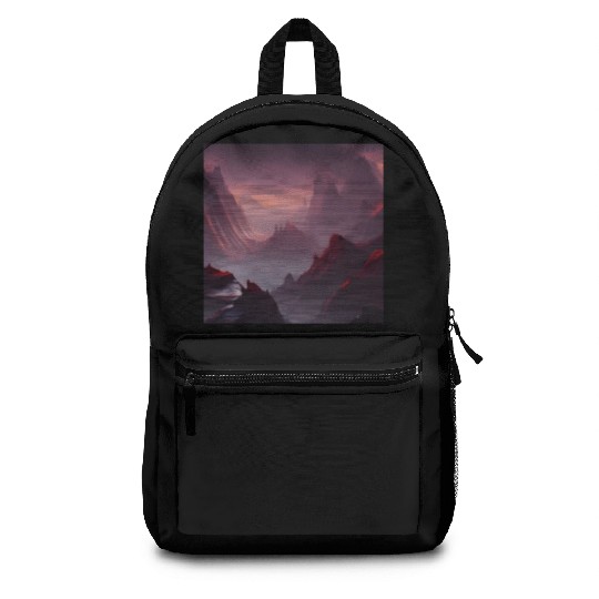Lonely Red Mountains on an Alien Planet Abstract Backpacks