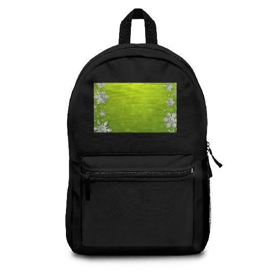 Winter Snowflakes Green Pattern Backpacks
