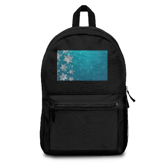 Elegant Christmas Snowflakes Pattern Teal Backpacks
