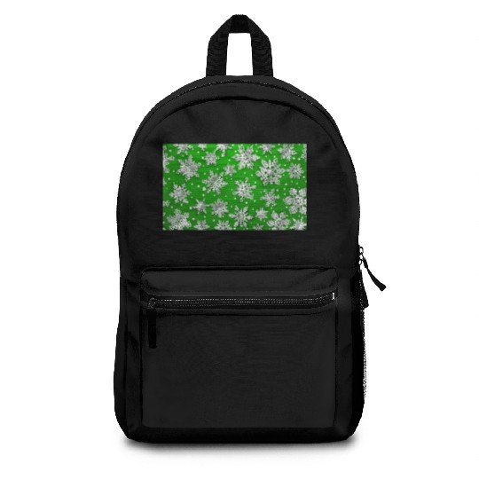 Modern Snowflakes Pattern Green Backpacks