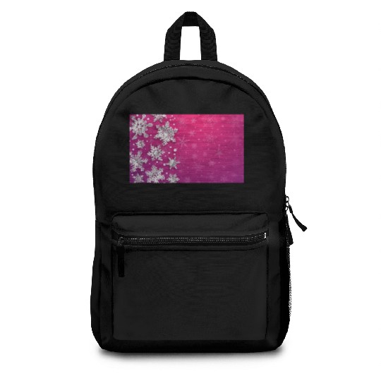 Elegant Christmas Snowflakes Pattern Pink Backpacks