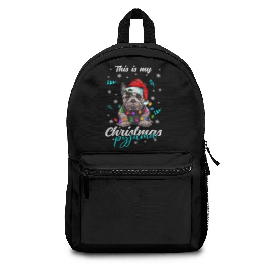 Winter Christmas Pyjama French Bulldog Backpacks
