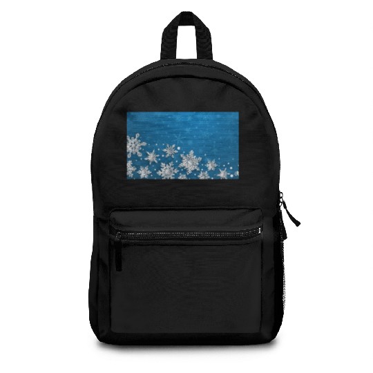 Modern Blue Snowflakes Pattern Backpacks