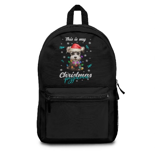 Winter Christmas Pyjama Miniature Schnauzer Backpacks