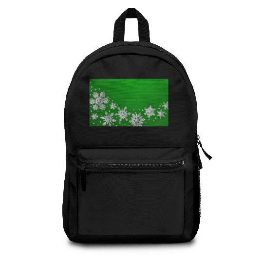 Christmas Snowflakes Green Winter Backpacks