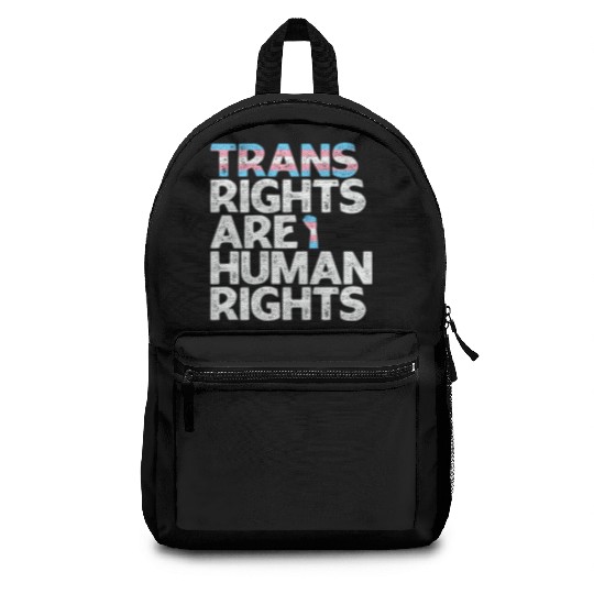 LBGT Flag Gay Pride Trans rights are human rights Backpacks