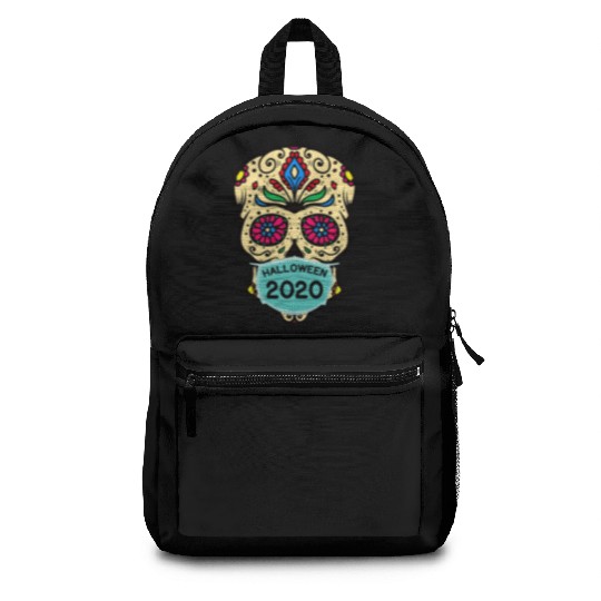 Sugar Skull Wearing Face Mask | Day of the Dead Backpacks
