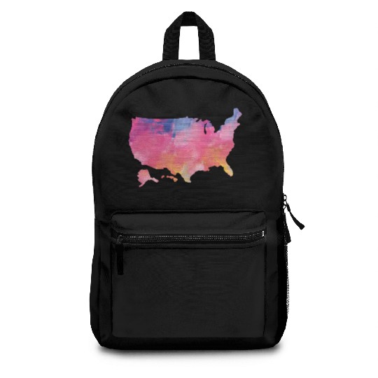 USA Map Watercolor Art America Backpacks