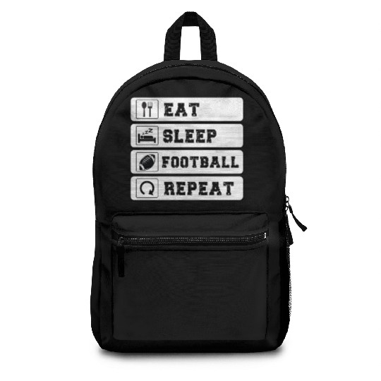 Eat Sleep Football Repeat American Football Player Backpacks