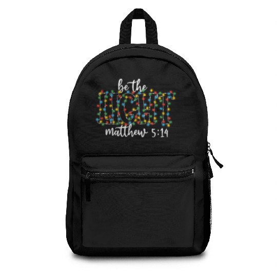 Be The Light Mathew Christmas Lights Teacher Backpacks