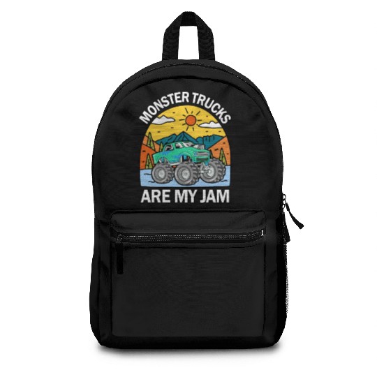Monster Trucks Are My Jam Vintage Retro Backpacks