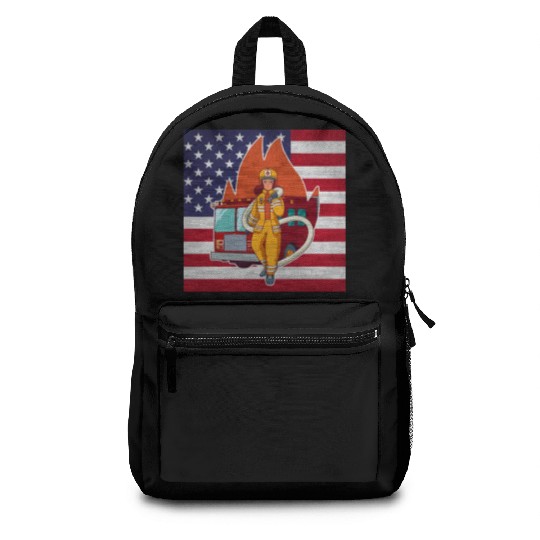 Female Firefighter Thin Red Line Backpacks