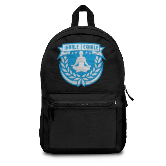 inhale exhale yoga quote Backpacks