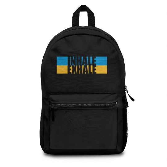 inhale exhale yoga quote Backpacks