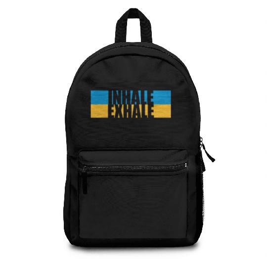 inhale exhale yoga quote Backpacks