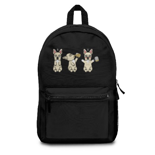 Cream French Bulldog Beer Lover Backpacks