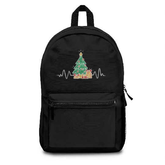 Funny Christmas Tree Heartbeat Merry Christmas Backpacks