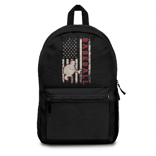 Baseball Catcher USA Flag Patriotic American Flag Backpacks
