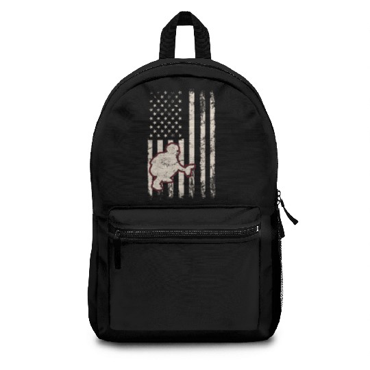Baseball Catcher USA Flag Patriotic American Flag Backpacks