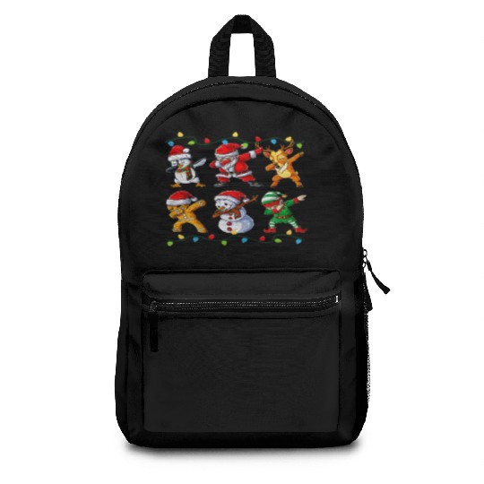 Dabbing Santa Elf Friends Christmas Boys Girls Men Backpacks