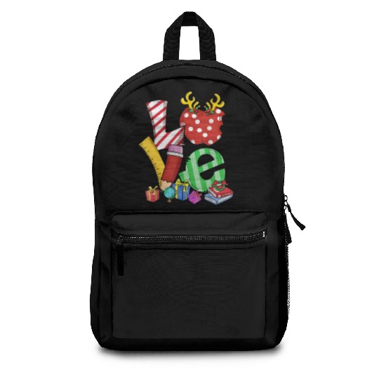 Love Teacher Math Christmas Teacher Life Matching Backpacks