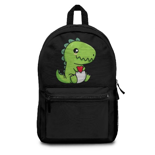 Big sister cute dino siblings boy girl heart love Backpacks