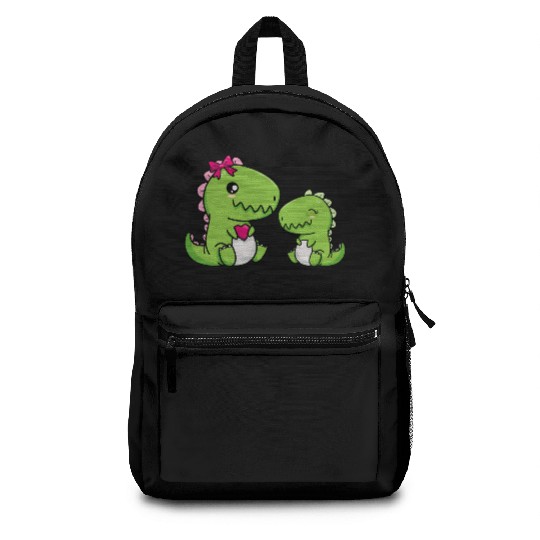 Big sister brother dino siblings boy girl heart Backpacks