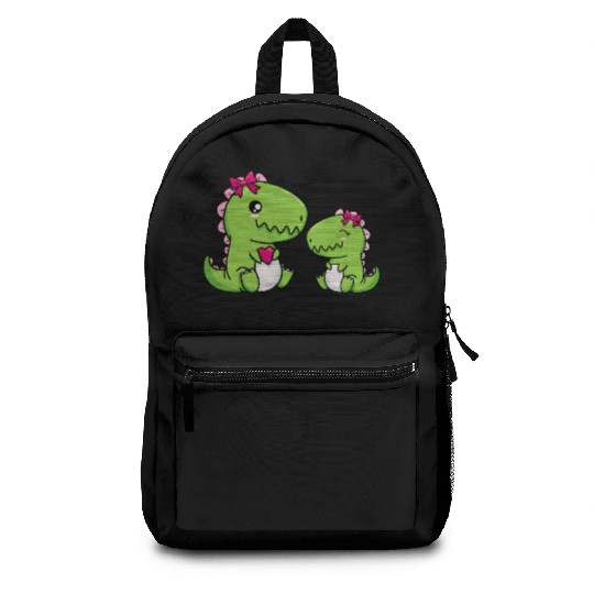 Big sister brother dino siblings boy girl heart Backpacks
