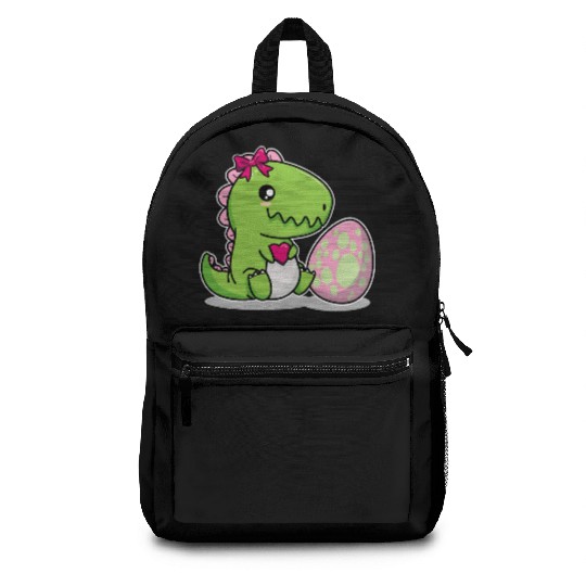 Big sister Cute dino with egg siblings boy girl Backpacks