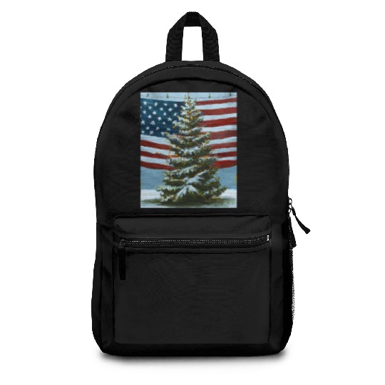 Patriotic Christmas Decorated Christmas Tree With Backpacks