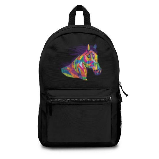 Colorful pop art horse portrait - pony Backpacks