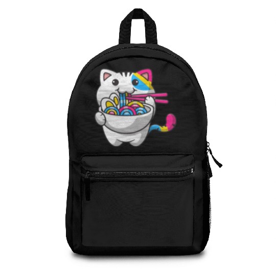 Pansexual Pride Kawaii Cat Ramen Noodles Pansexual Backpacks