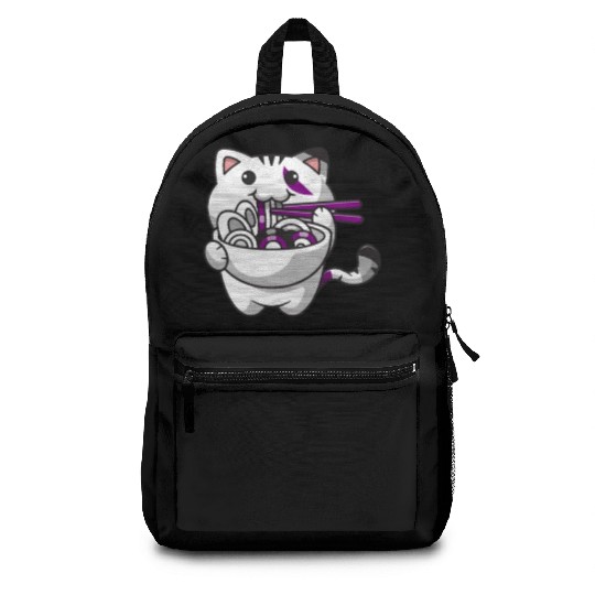 Asexual Pride Kawaii Cat Ramen Noodles Asexual Fla Backpacks