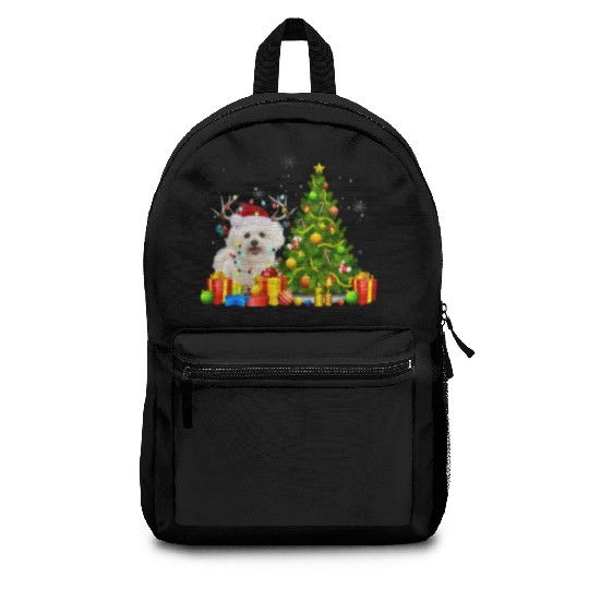 Bichon Frise Christmas Dog Lover Xmas Santa Backpacks