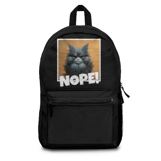 3d cat grumpy Coffee I hate people good morning Backpacks