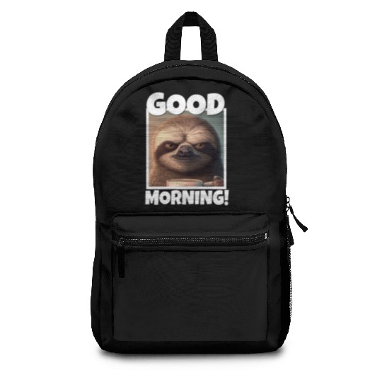 3d Sloth grumpy Coffee I hate people good morning Backpacks