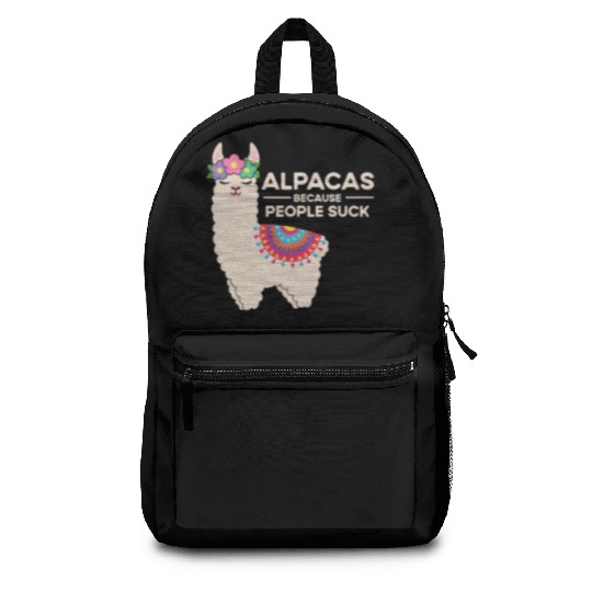 Alpacas Because People Suck Llama Pun Quote Joke M Backpacks