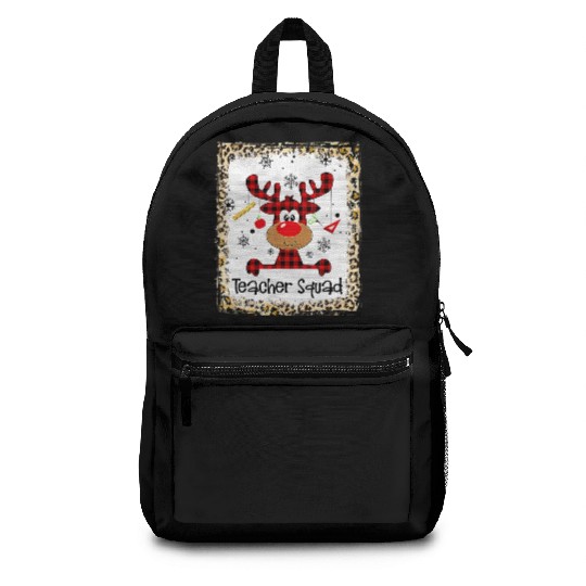 Bleached Teacher Squad Reindeer Funny Christmas Backpacks