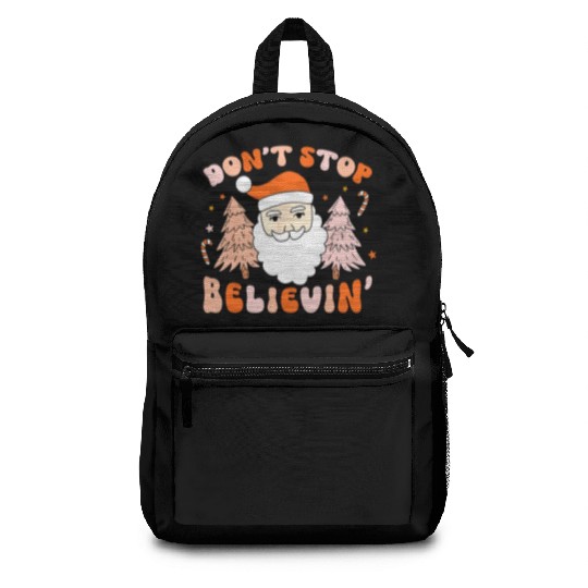 Retro Groovy Don't Stop Believin' Christmas Cute Backpacks